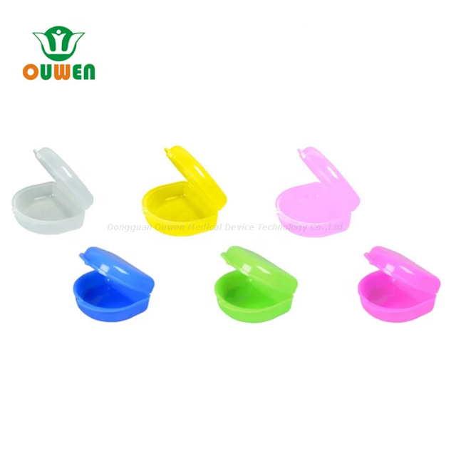 Ouwen Manufacture OW-14-1 Blue False Teeth Aligner Retainer Box Dental Denture Retainer Case Teeth Storage Box